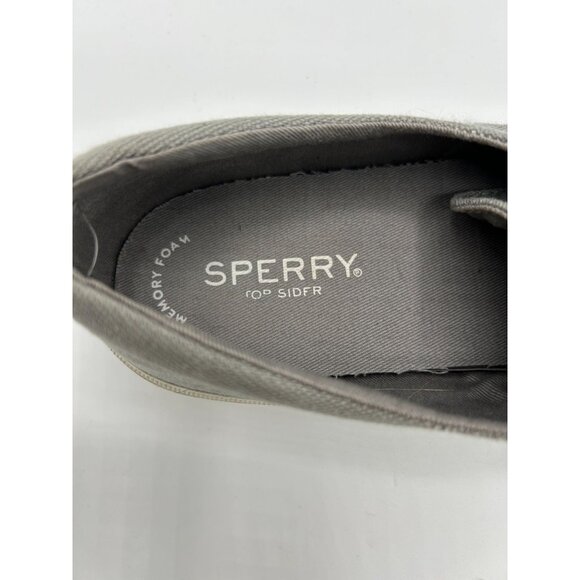 Sperry Womens Canvas Gray Slip-On Sneakers Size 8 Leather Shoe Strings - Picture 6 of 9